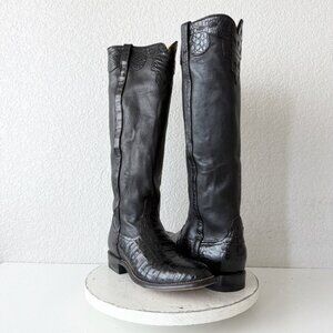 Rod Patrick Knee High Womens Cowboy Boots 10 Black Caiman Western Cowgirl Tall